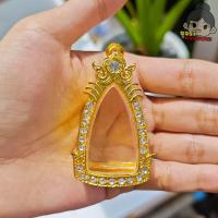 ราคา จัดส่งเร็ว กรอบพระชุบทองฝังเพชร ลายกนก ใส่รูปหล่อชินราช อินโดจีน มีห่วงและยางรองแถมให้พร้อมใส่ (22788151618)