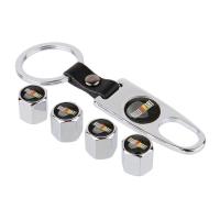 ราคา คุณภาพสูงโลโก้ Rไมล์4ชิ้นพร้อมพวงกุญแจล้อยางฝาปิดวาล์ว ฝาครอบก้านวาล์วอุปกรณ์เสริมรถยนต์สำหรับ Mitsubishi Montero Sport Mirage Adventure Pajero Lancer Strada L300 Montero Galant Canter ASX Fuzion L200