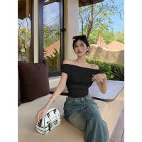 ราคา เสื้อปาดไหล่ สีขาวรัดรูปแบบสั้นเสื้อเปิดหลัง เสื้อครอป โชว์ สะดือเซ็กซี่สาวฮอต ผู้หญิง Lady Women Clothing เสื้อยืด (23033549595)