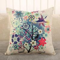 ราคา ปลอกหมอนโซฟาตกแต่งบ้านสำหรับปลอกหุ้มผ้าลินินที่นั่งโซฟาพิมพ์ลายดอกไม้ต้นไม้หลากสีหมอนอิง (19890106950)
