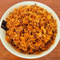 ราคา เศษน้ำพริก น้ำพริกน้ำย้อยกากหมู ขนาด120กรัม น้ำพริกน้ำย้อย มังสวิรัติทานได้ (22880215570)