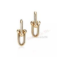 ราคา Tiffany Co Tiffany Hardwear ต่างหูโซ่ขนาดใหญ่สีเหลือง กุหลาบ ขาว 18k Gold Luxury Brand Designer Earrings (22421946145)
