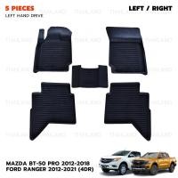 ราคา แผ่นยางปูพื้นรถยนต์ ถาดยางปูพื้นรถยนต์ ขับซ้าย 5 ชิ้น สีดำ ใส่ Mazda BT 50 Pro ปี 2012 2018Ford Ranger ปี 2012 2021 (21201512833)