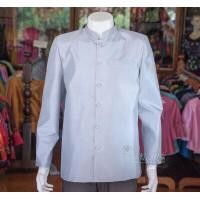 ราคา เสื้อผ้าไหมแพรทองคอพระราชทานแขนยาว สีเทาเงิน ไซส์ L (1198044186)