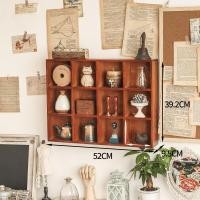 ราคา Retro ไม้ติดผนัง Desktop Organizer กล่อง Zodiac Grid ชั้นวางของ Zakka ตกแต่งรายการตําแหน่งชั้นวางห้องนอน Organizer (20713941636)