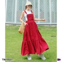 ราคา B19551 เอี๊ยมกระโปรงยาว จับจีบอกหน้า Long skirt pleated at the front (21326496688)