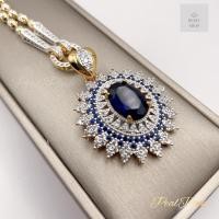 ราคา เฉพาะจี้ จี้พลอยไพลินมรกตlสังเคราะห์ล้อมเพชรแซมน้ำเงินเขียวล้อมเพชร สำหรับออกงาน ขนาดสูงประมาณ 5 cm (22757972745)