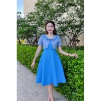 ราคา เดรสผ้าฝ้ายมัดหมี่ ชินมัย คอบัว TN18 (22347174071)