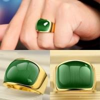 ราคา Mens Gold Color Ring for Men Vintage Stainless Steel with Green Cat Eye Stone Mens Ring for Party (18495303148)