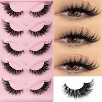 ราคา 5คู่ Cat Eye Lashes Faux Mink Eyelashes Natural Long Manga Lashes Winged End Eye Long Eyelashes Fake Lashes แต่งหน้า (22688702165)