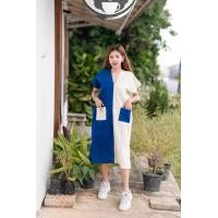 ราคา เดรสกระเหรี่ยงผ้าฝ้าย มัดย้อมคราม ฟอกนุ่ม (3841588398)