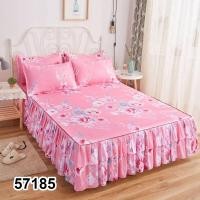 ราคา ผ้าปูที่นอน ผ้าปูเตียง แบบมีชายระบาย ชุดละ 3 ชิ้น ขนาด 5 ฟุต และ 6 ฟุต (18451261186)