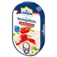 ราคา ลาร์เซ่น ปลาเฮอริ่งฟิลเล่ ในซอสมะเขือเทศ 200 มล Herring Fillet in Tomato Sauce 200ml Larsen brand (22735147329)