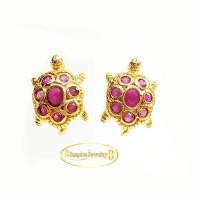 ราคา Inspire Jewelry ต่างหูเต่าทับทิม ตัวเรือนหุ้มทองแท้ 100 24K นำโชค เสริมดวง (21704469111)