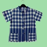 ราคา เสื้อหม้อฮ่อม อก 36 SS ความยาว 25 พิเศษ 160 บาทเสื้อหม้อฮ่อมชายและหญิงผ้าขาวม้าฝ้ายคอจีน ติดกระดุมผ่าหน้า (22848825876)