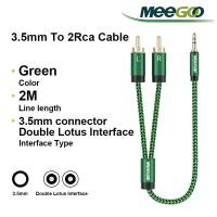 ราคา MeeGoo 3 5มม to 2RCA สายสัญญาณเสียงสเตอริโอ Audio Cable อะแดปเตอร์สายเคเบิ้ลเสียง2 เมตร เหมาะสำหรับโทรศัพท์มือถือคอมพิวเตอร์และลำโพง (23010114810)