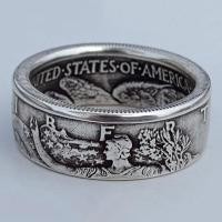 ราคา Creativity Half Dollar Coin Vintage Silver Stainless Steel Men Women Fashion Jewelry Punk Rings Cincin (13918662619)