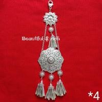 ราคา เครื่องประดับล้านนา ตุ๋งติ๋งห้อยข้าง ตุ้งติ้งห้อยเข็มขัด ตุ๊งติงประดับคู่กับผ้าซิ่น ตุ้งติ้งประดับคู่กับผ้าถุง เครื่องประดับชุดไทย ทรงล้านนา สีเงินขาว (17445645405)