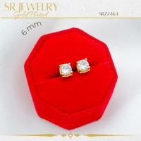 ราคา ต่างหูแป้นเสียบเพชรกลม ฝังหนามเตย เพชร CZ เกรดพรีเมียม หุ้มทองคำแท้ สินค้าแพ็ค 1คู่ by สุปราณีเอสอาร์โกลด์ (22669935574)