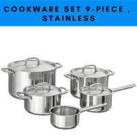 ราคา ชุดเครื่องครัว ชุดหม้อและกระทะรวม 9 ชิ้น สแตนเลส 9 piece cookware set stainless steel (21180365086)