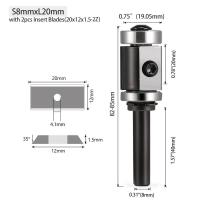 ราคา 1PCS Milling Cutter 8 12 12 7mm Shank Wood Planer Bit Trimming Router Bit Carbide Insert for Woodworking Trimming Slotting Tools (21794113203)