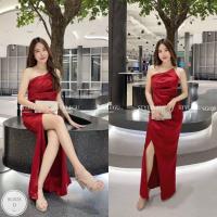 ราคา SG028 เดรสออกงาน ไหล่เบี่ยงเอวจับย่น ชายกระโปรงผ่าด้านข้าง มีซิปหลัง เย็บจีบย่น 1 ข้าง กระโปรงผ่าด้านหน้า พร้อมส่ง (15310760426)