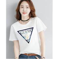 ราคา Guess เสื้อยืดแขนสั้นสำหรับผู้หญิงพิมพ์โลโก้อินเทรนด์แฟชั่นฤดูใบไม้ผลิ ฤดูร้อน (14534749859)