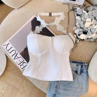 ราคา H H พร้อมส่ง FY2234 J เสื้อเกาะอก มีฟองน้ำ แต่งโชเกอร์ลายลูกไม้ น่ารักมาก สีพื้นขาวดำ (22435420470)