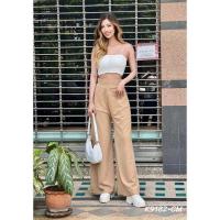 ราคา กางเกงผ้าฮานาโกะ ขาบานซิปหลัง เอวสูง สีพื้นทรงหลวม เอวยางยืด กางเกงแฟชั่นผู้หญิง K9182 (22141019983)