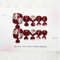 ราคา เล็บปลอมเจลแท้ เล็บเท้า สีแดง สีแฟลช ปั้นดอกไม้ เล็บปลอมสำเร็จรูป แถมฟรีกาว ตะไบ (21990004159)
