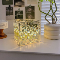 ราคา โคมไฟตั้งโต๊ะ รูปดอกทิวลิป LED แฮนด์เมด DIY โคมไฟดอกไม้กระจก ตกแต่งบ้าน (22998789929)