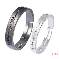 ราคา QNEY แหวนคู่คลื่นไฟฟ้าหัวใจสีดำและสีขาวแหวนคู่นักเรียนแหวนคู่ของขวัญเครื่องประดับ (22395251031)