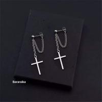 ราคา พร้อมส่งจากไทย H04 ต่างหูแฟชั่นสไตล์เกาหลี ต่างหูโซ่กางเขน 1 คู่ (22105586925)