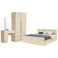 ราคา SB Design Square KONCEPT FURNITURE ชุดห้องนอน ขนาด 6 ฟุต แบบลิ้นชัก รุ่น Hakone ตู้เสื้อผ้าขนาด 90 ซม สีไม้อ่อน (16479097124)