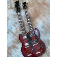 ราคา Gibson แดงเข้มคลาสสิก SG 1275ฮาร์ดแวร์โครเมี่ยมกีต้าร์ไฟฟ้าคู่ (18581355779)