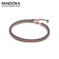 ราคา Pandora 14k Rose gold plated bracelet with black crystal (21453693691)