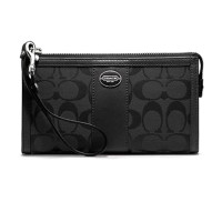 ราคา กระเป๋าสตางค์ COACH ของแท้ มือ 1 ผ้าลาย Signature สายคล้องมือหนัง ใส่โทรศัพท์ได้ ช่องเยอะ Coach Legacy Signature Zippy Wallet (11794667883)