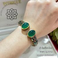 ราคา กำไลพลอยมรกตโมรา อัญมณีสีเขียวกำไลพิรอด เครื่องประดับเงิน925 ถมทองแท้24k สินค้าเป็นของแท้มรใบรับประกันดูแลตลอดการใช้งาน AUFU STORE (18891669973)