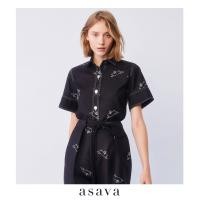 ราคา asava rs23 Asava Signature Shirt เสื้อเชิ้ตผู้หญิง แขนสั้น ปกเชิ้ต แต่งกระดุมด้านหน้า ปักลายกระต่าย (17445620673)