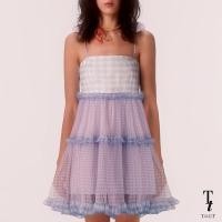 ราคา TandT MIXED GINGHAM RUFFLE TRIMMED MINI DRESS เดรสสายเดี่ยว ตัดต่อรูดระบายใต้อก ตัดต่อลายสก็อต 2 สี ตกแต่งระบาย ผ้าตาข่ายลายสก็อต (18789361381)
