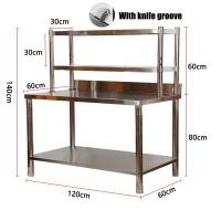 ราคา HEJI โต๊ะ 2 ชั้น โต๊ะสแตนเลส 304 ชั้นเก็บของ มีร่องมีด โต๊ะเตรียมสแตนเลส ชั้นวางของในครัวพร้อมรั้ว หนัก ประตูท้าย (23165879844)
