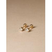 ราคา ต่างหูปักก้านทองแท้ 9K มินิมอล เพชรแท้ทรงกลม Minimal Diamond Studs (22618488682)