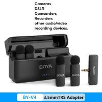 ราคา BOYA BY V4U 4 ช่อง ไมค์ไร้สาย Type C Lightning 3 5mm ไมค์ลอยไร้สาย พร้อมกล่องชาร์จ สำหรับ iPhone Android iPhone15 DSLR TikTok YouTube (22564248997)