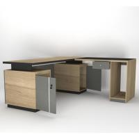 ราคา Global House DELICATO โต๊ะทำงานหน้าท๊อปเมลามีน รุ่น DEAMON ขนาด 180X140X75ซม สีโอ๊คเทา รับประกันของเเท้ (21994602639)