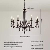 ราคา American Crystal Chandelier Living Room Chandelier Ceiling Light Black Crystal Chandelier Dining Room Pendant Light Simple Candle Decoration Chandelier (23203349631)