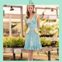 ราคา Tohns Mix Flower Print Dress ชุดเดรสสั้นแขนกุดผ้าคอตตอนพิมพ์ลาย (17342533493)