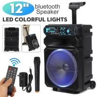 ราคา 12Inches LED Portable Bluetooth Speaker Box 2000W Trolley Speakers Home Theater Karaoke Sound Box with Wireless Microphone (19923508486)