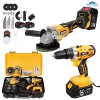 ราคา แพ็คคู่ MOLITA สว่านไร้สาย 3 ระบบ 298V เครื่องเจียร์ไร้สาย แบตเตอรี่ ใหญ่ Li ion อย่างดี 2 ก้อน หินเจียร์ ลูกหมู 4 นิ้ว สว่าน มีระบบกระแทก สว่านแบต อุปกรณ์ 33 ชิ้น รุ่น M 298 สีเหลือง (22010464997)