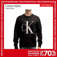 ราคา CALVIN KLEIN สเวตเตอร์ผู้ชาย cK Logo ทรง Regular รุ่น J326797 BEH สีดำ (23264512632)
