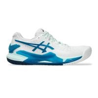 ราคา Asics รองเท้าเทนนิสผู้หญิง Gel Resolution 9 White Teal Blue 1042A208 102 (22817756255)